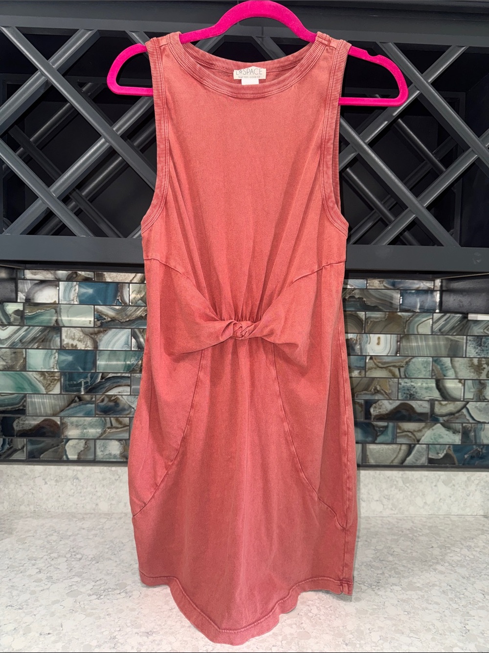 l*space Rust Knot-Front Sleeveless Mini Dress